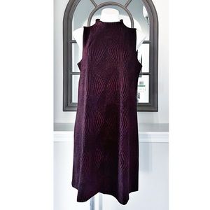 ECI New York Metallic Knit Mock Neck Sheath Dress, Burgundy, Size L New w/Tag